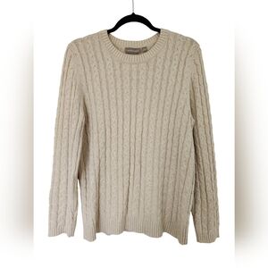 Croft and Barrow Womens cream cable knit sweater/100% cotton/Size XL/crew neck